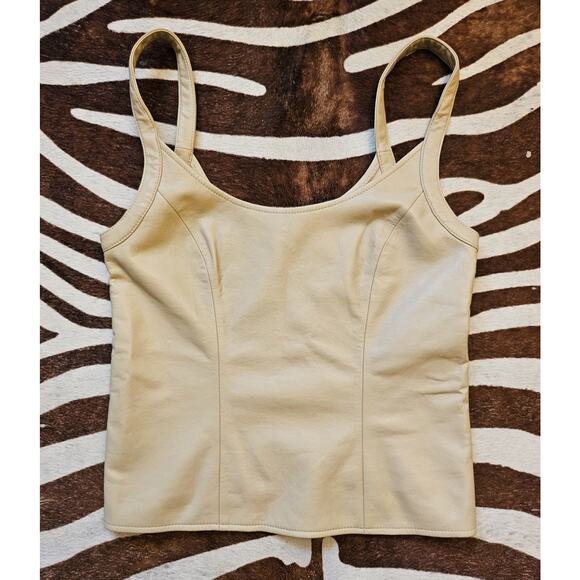 AS by DF Genuine Leather Corset Top Beige Small - Picture 1 of 6